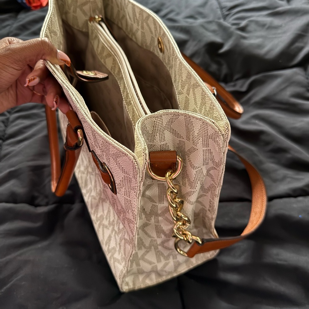 Michael Kors Beige and Tan Logo Tote - Picture 4 of 4